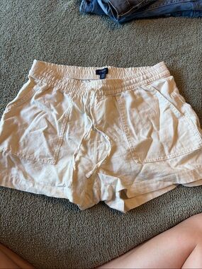 J. Crew Cream Drawstring Linen-Blend Shorts